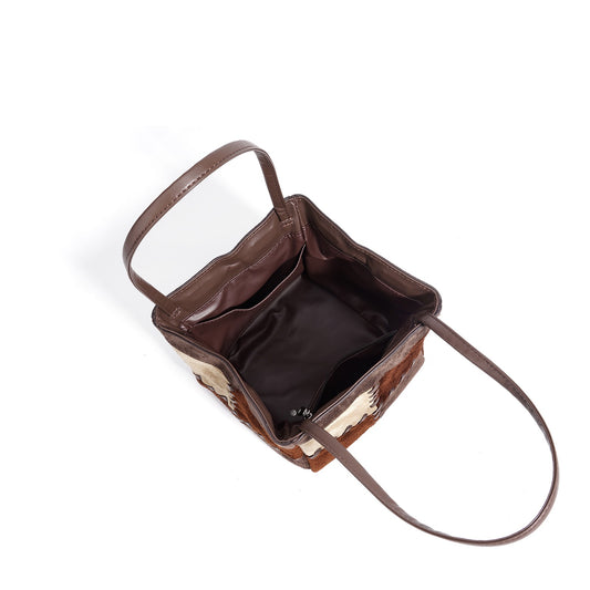 MIRELZA Patchwork Suede Leather Mini Shoulder Bag