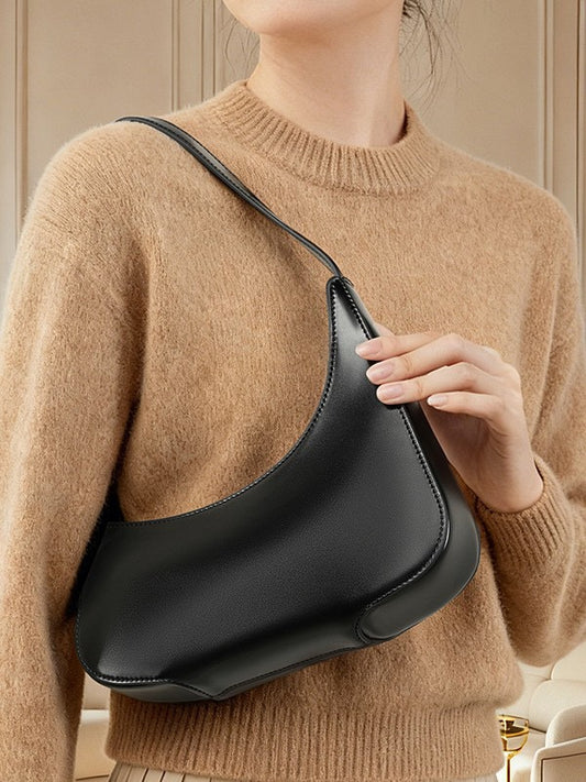 LUNÉA Sculpted Leather Baguette