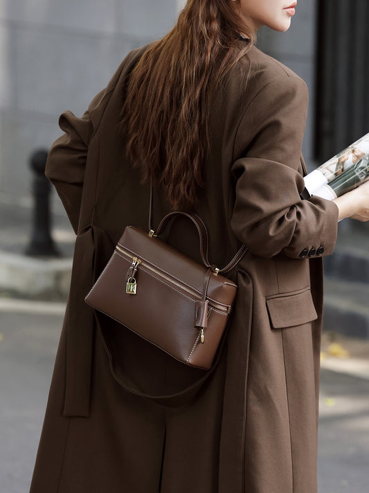 AURELIA Structured Leather Shoulder Bag