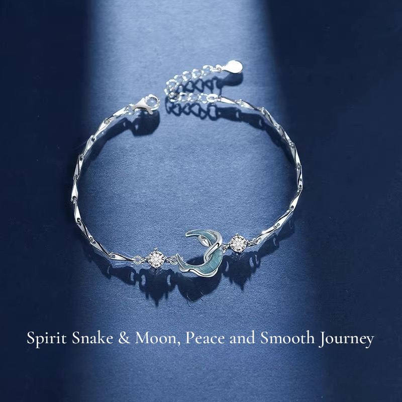 LUNASERPА Silver Snake Moon Bracelet