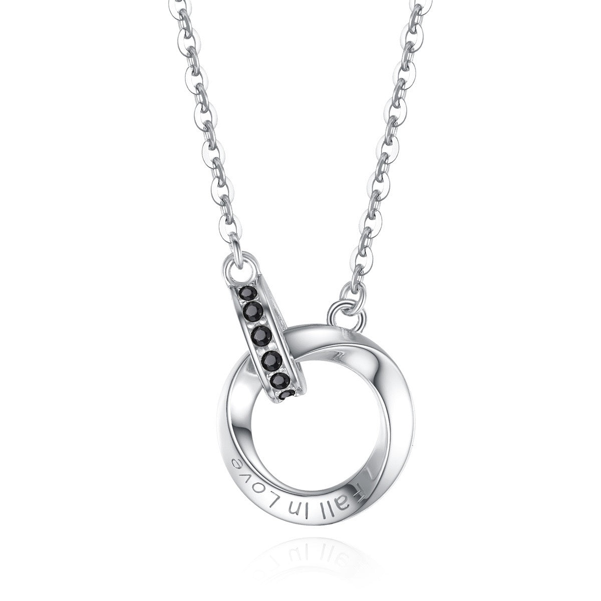 ETERNOVA Rose Gold-Plated Silver Interlocking Ring Necklace
