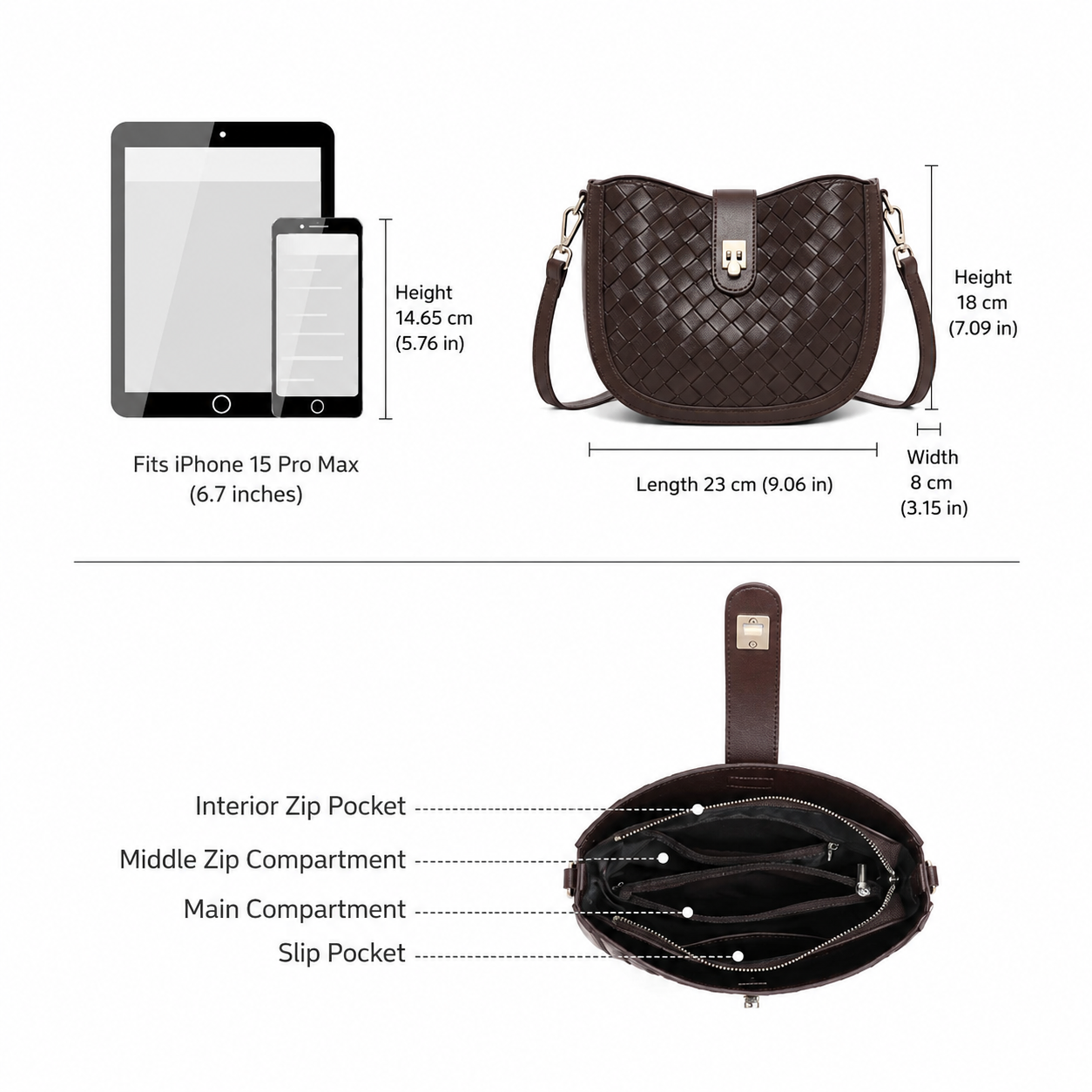 DARIA Woven Leather Crossbody Bag