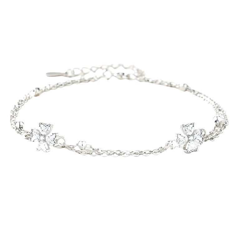 LUVENIA Silver Double Chain Bracelet