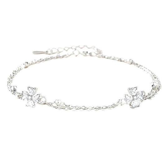 LUVENIA Silver Double Chain Bracelet