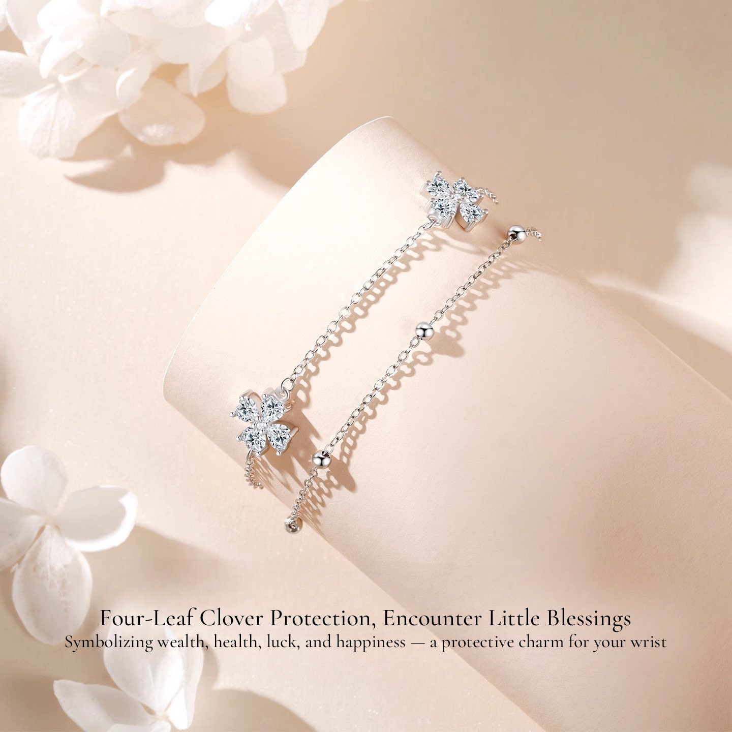LUVENIA Silver Double Chain Bracelet