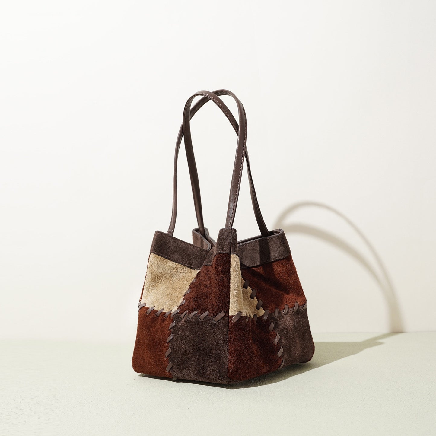MIRELZA Patchwork Suede Leather Mini Shoulder Bag