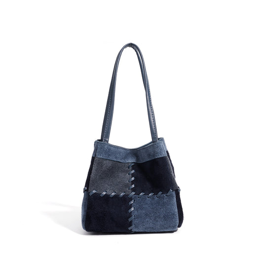MIRELZA Patchwork Suede Leather Mini Shoulder Bag