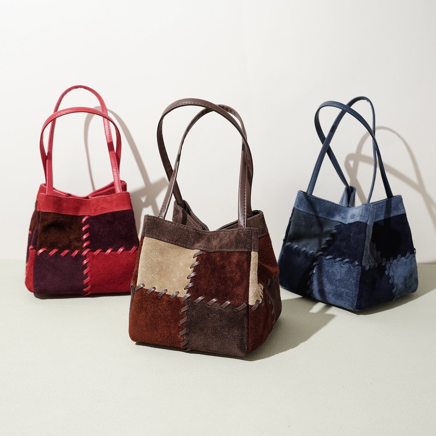 MIRELZA Patchwork Suede Leather Mini Shoulder Bag
