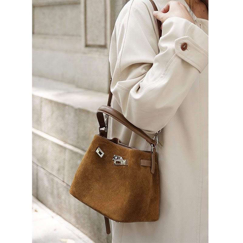 SERAVINA Suede Leather Mini Shoulder Bag