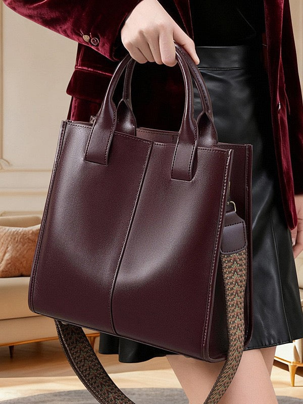 ROXANE Structured Leather Work Tote