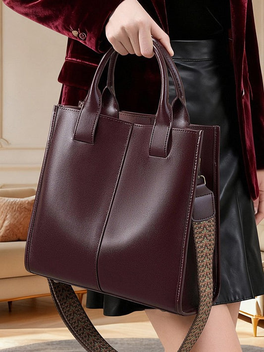 ROXANE Structured Leather Work Tote