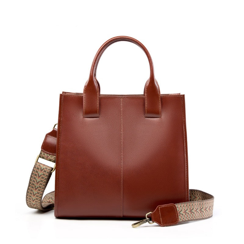 ROXANE Structured Leather Work Tote