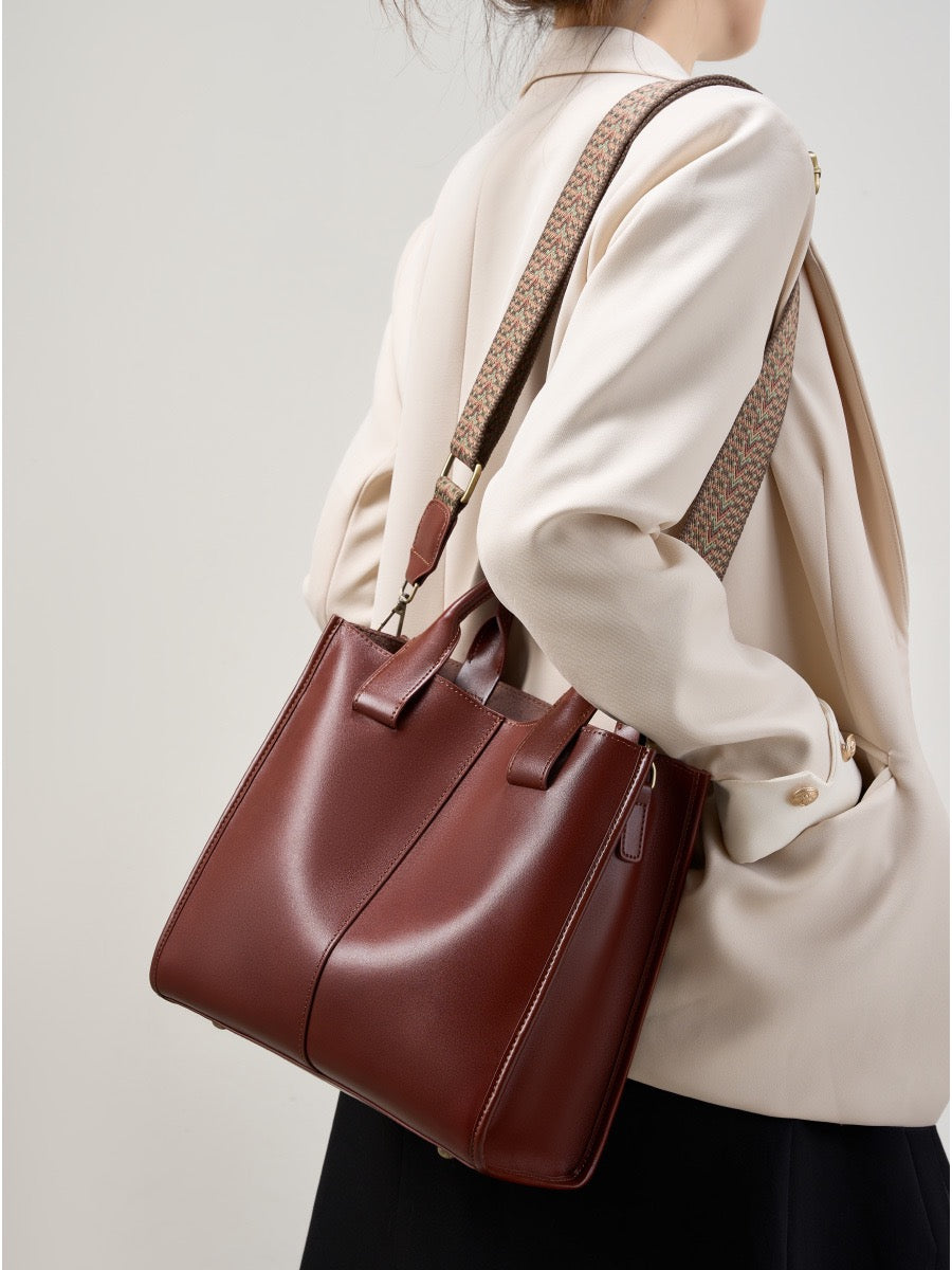 ROXANE Structured Leather Work Tote