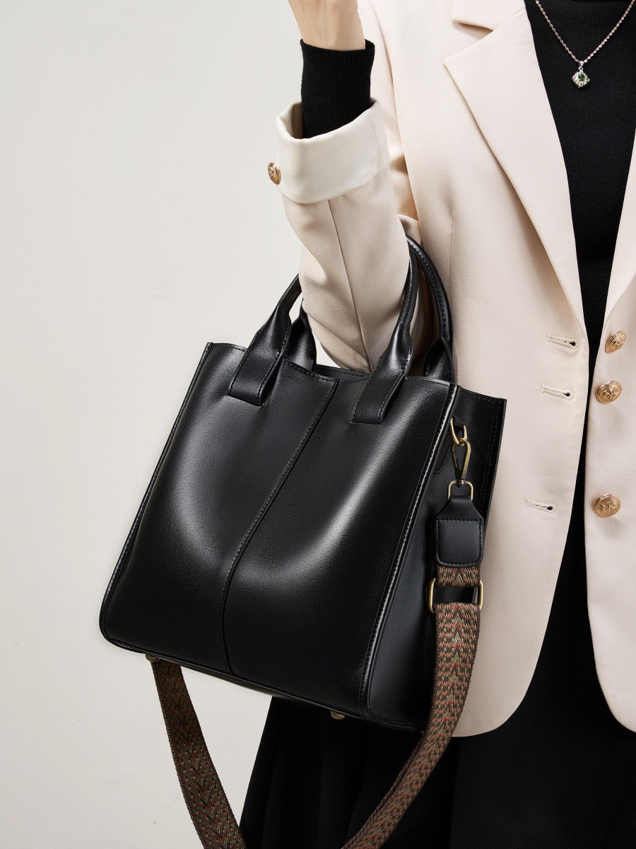 ROXANE Structured Leather Work Tote