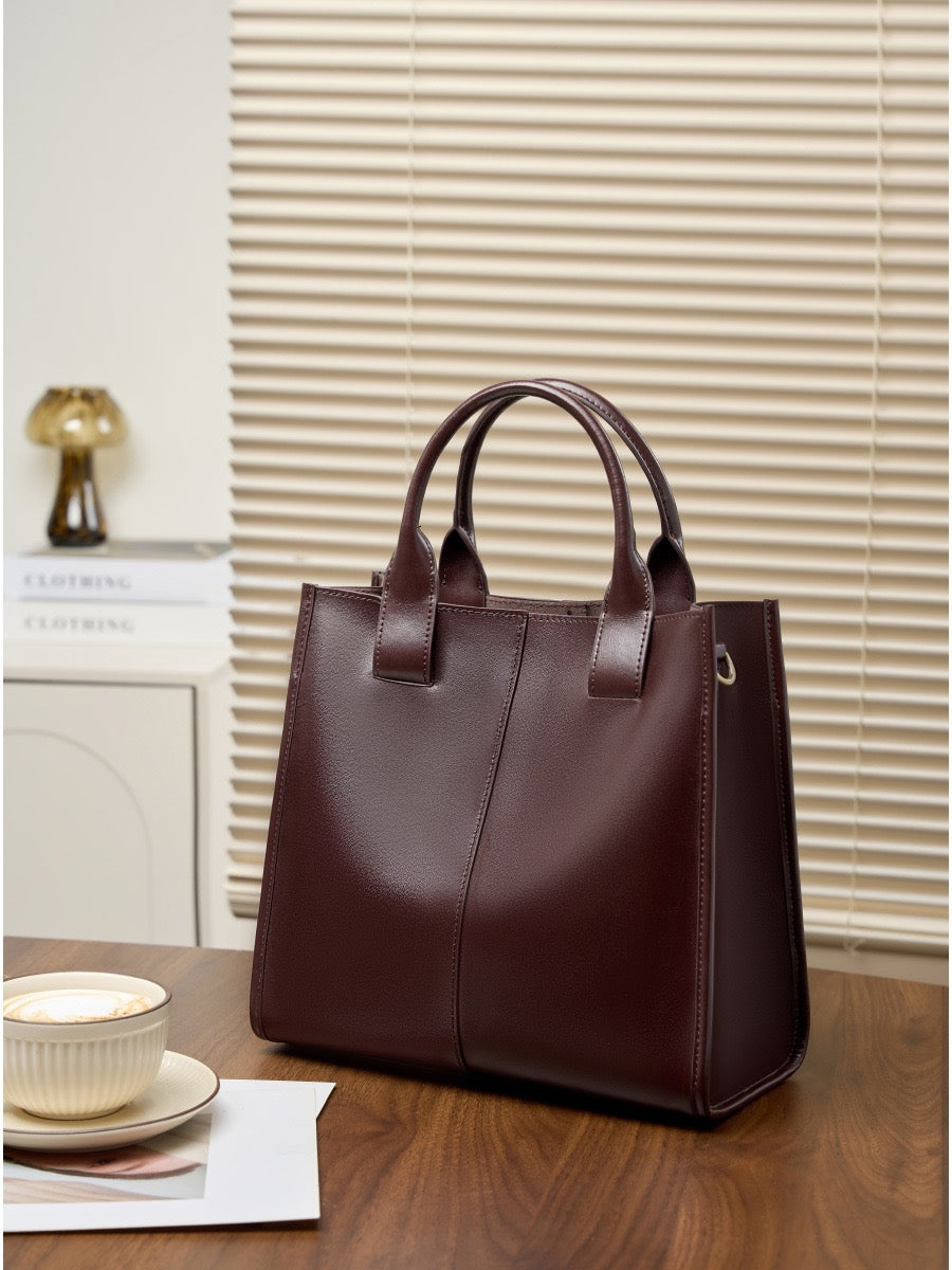 ROXANE Structured Leather Work Tote