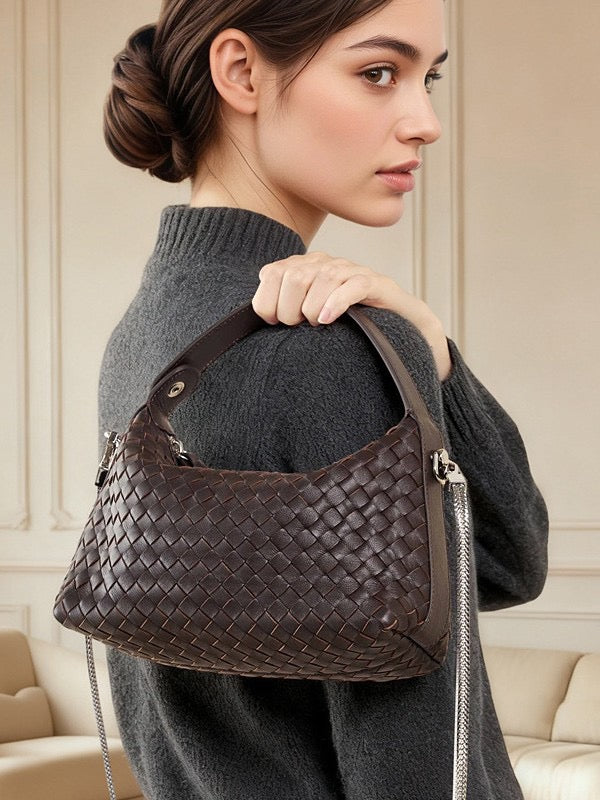 AURELIA Woven Leather Shoulder Bag