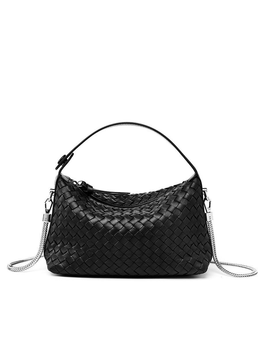 AURELIA Woven Leather Shoulder Bag