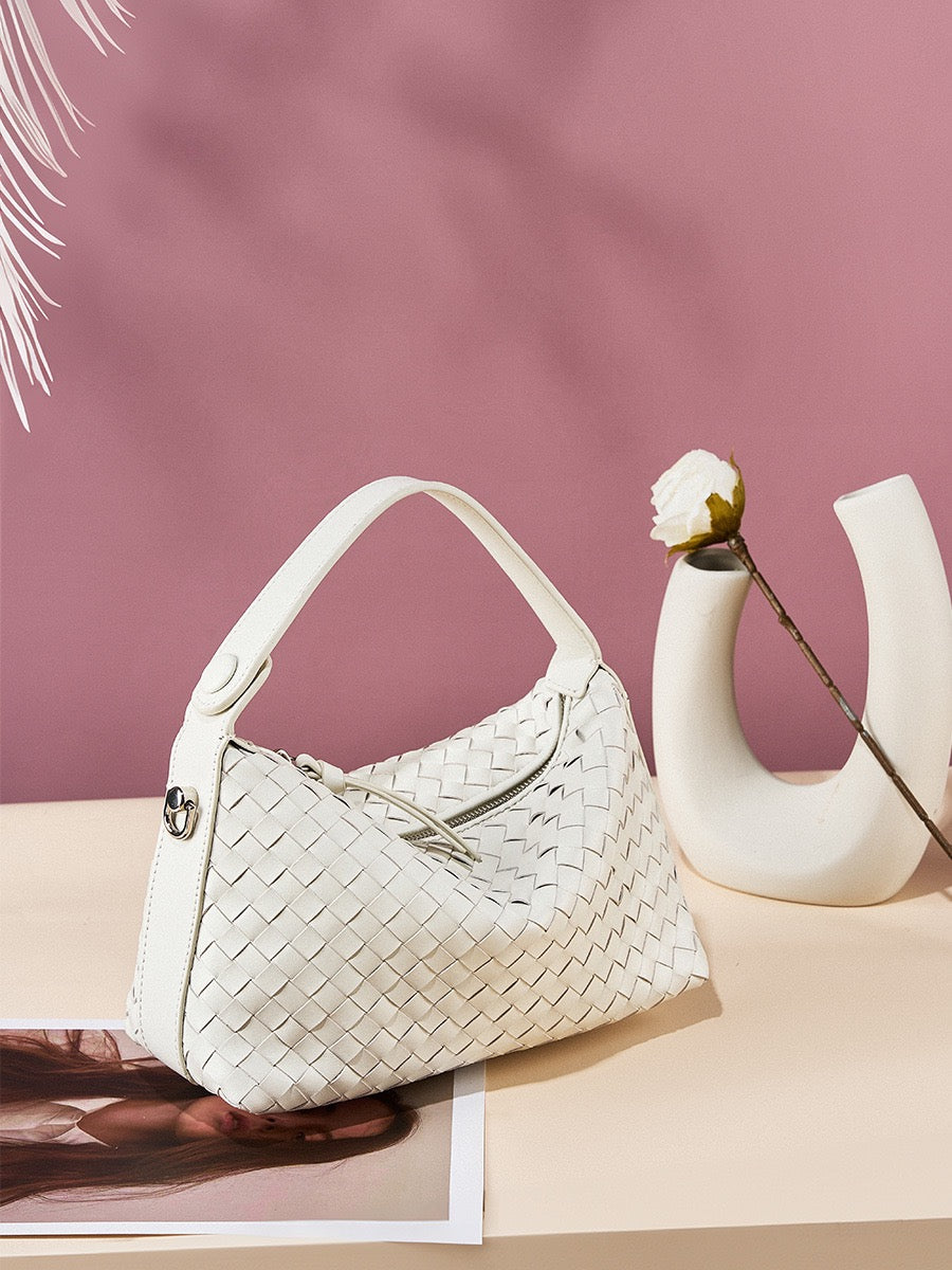 AURELIA Woven Leather Shoulder Bag