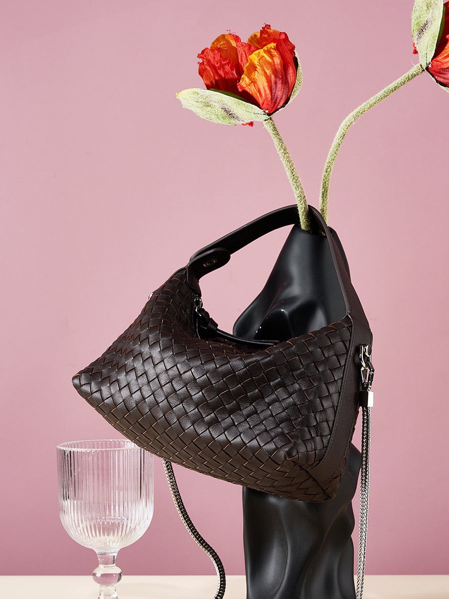 AURELIA Woven Leather Shoulder Bag