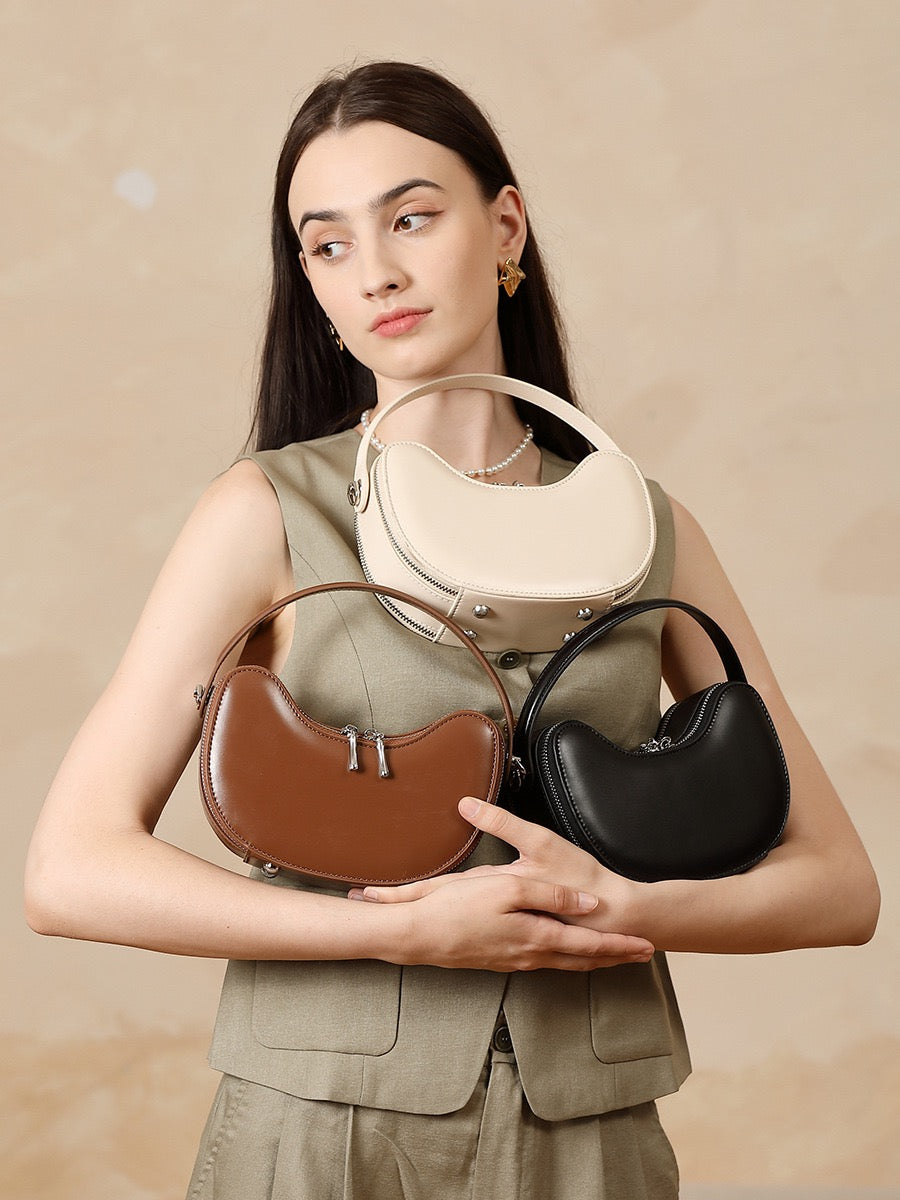 ALVÉRA Crescent Leather Shoulder Bag