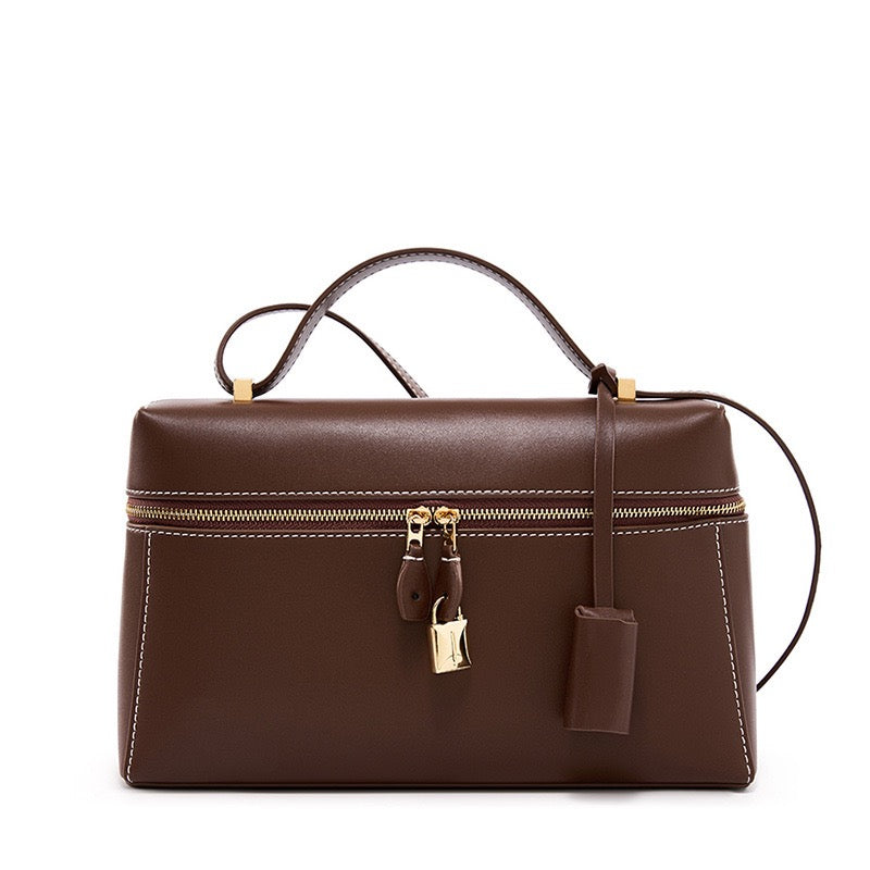 AURELIA Structured Leather Shoulder Bag