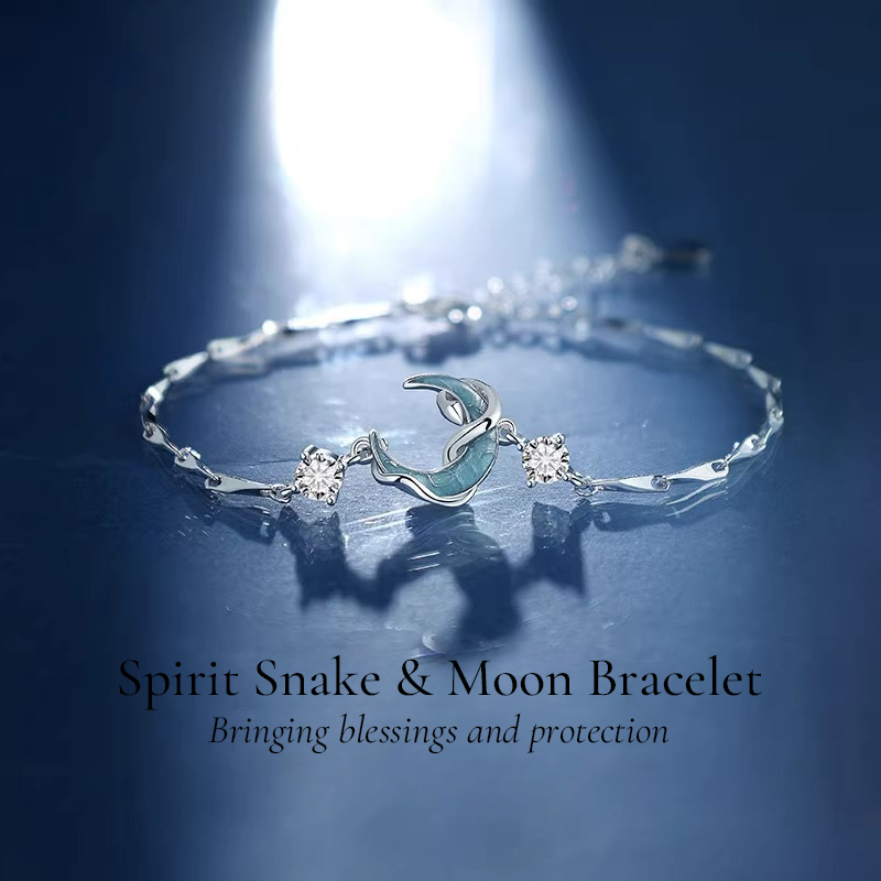 LUNASERPА Silver Snake Moon Bracelet
