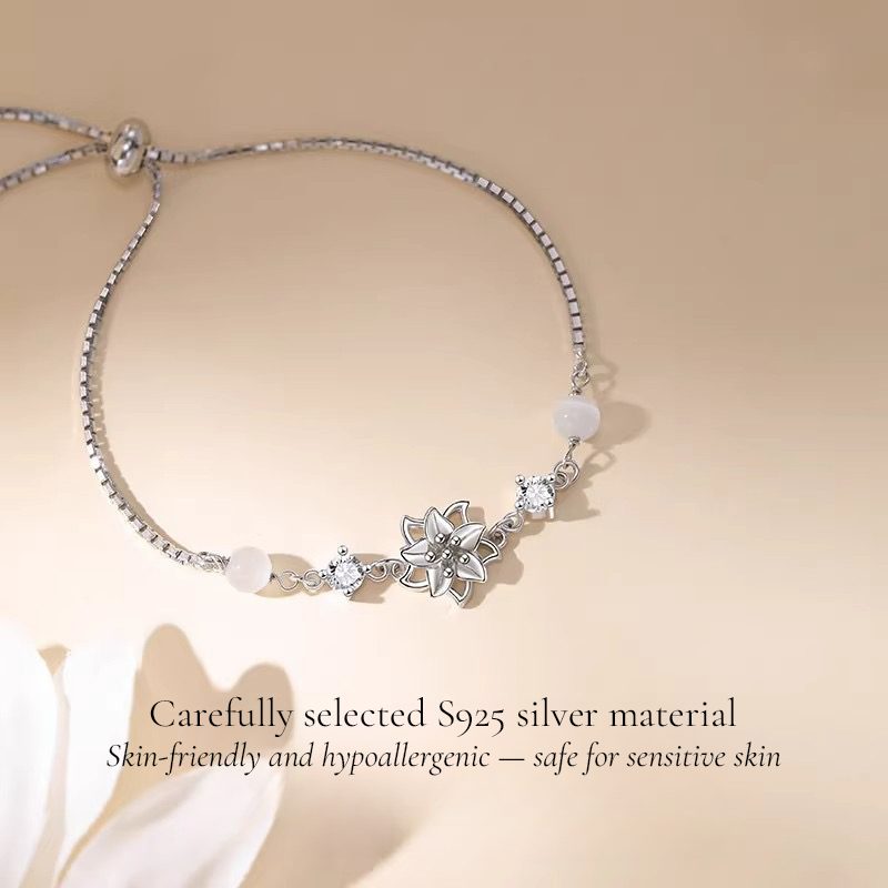 CRYSTELLA Silver Flower Bracelet