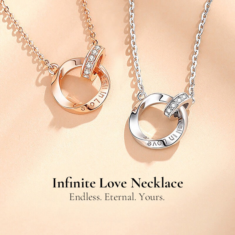 ETERNOVA Rose Gold-Plated Silver Interlocking Ring Necklace