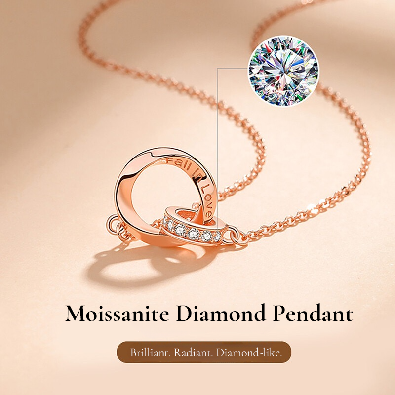 ETERNOVA Rose Gold-Plated Silver Interlocking Ring Necklace