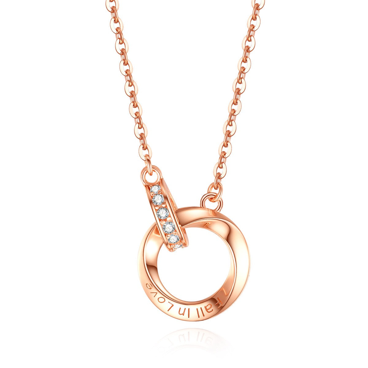 ETERNOVA Rose Gold-Plated Silver Interlocking Ring Necklace