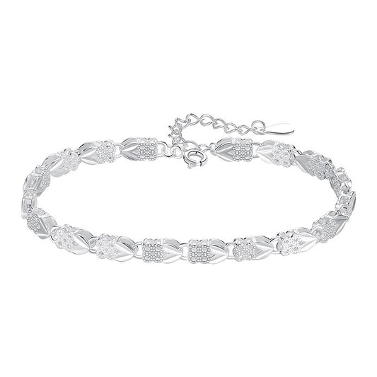 FLORINNA Pure Silver Flower Heart Bracelet