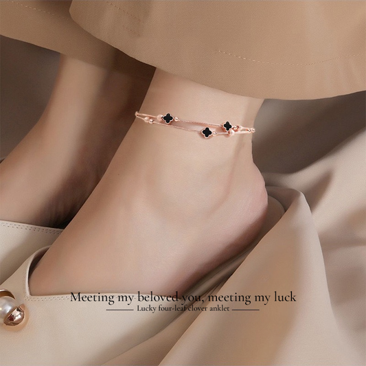 NOCTRÉVA Rose Gold-Plated Silver Clover Anklet