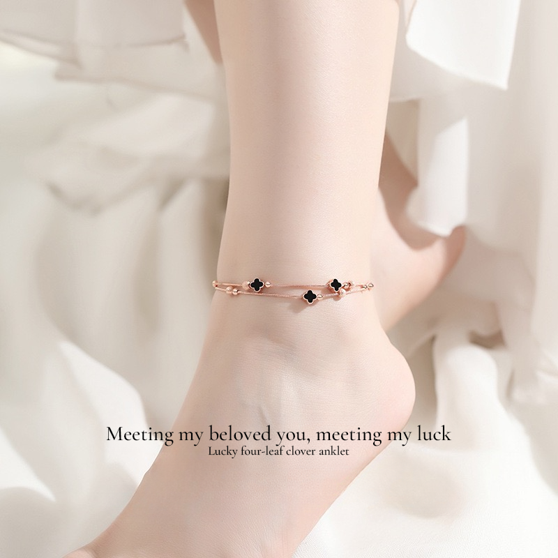 NOCTRÉVA Rose Gold-Plated Silver Clover Anklet