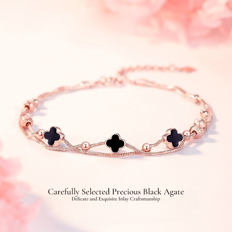 NOCTRÉVA Rose Gold-Plated Silver Clover Anklet