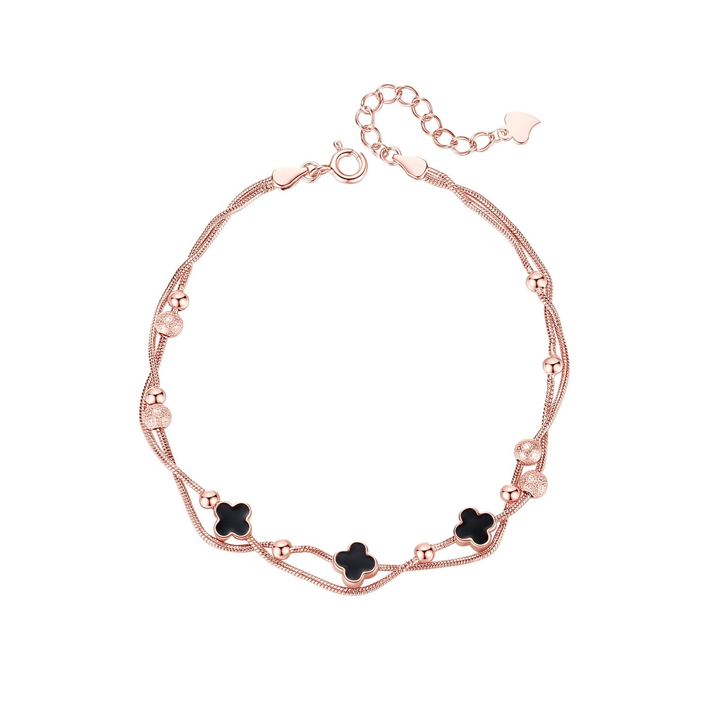 NOCTRÉVA Rose Gold-Plated Silver Clover Anklet