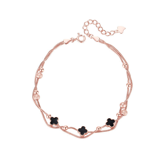 NOCTRÉVA Rose Gold-Plated Silver Clover Anklet