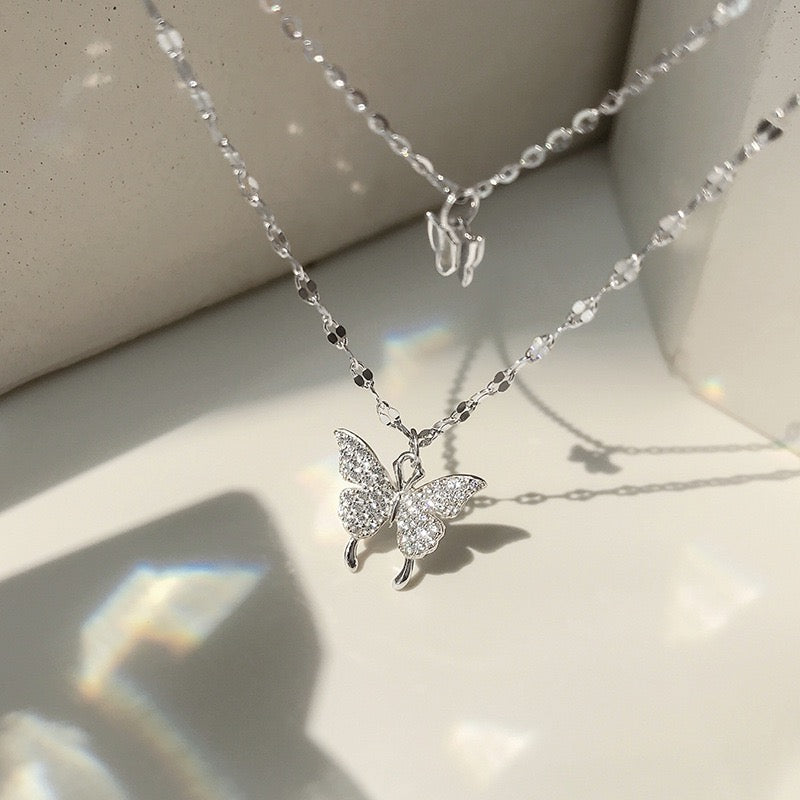 PAPILLUNE Silver Double Chain Necklace