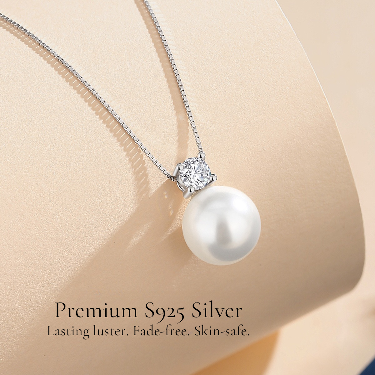 PERLAVINE Silver Pearl Necklace