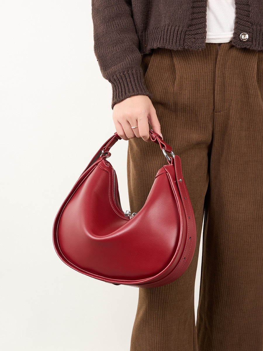 ROSELYN Crescent Leather Shoulder Bag