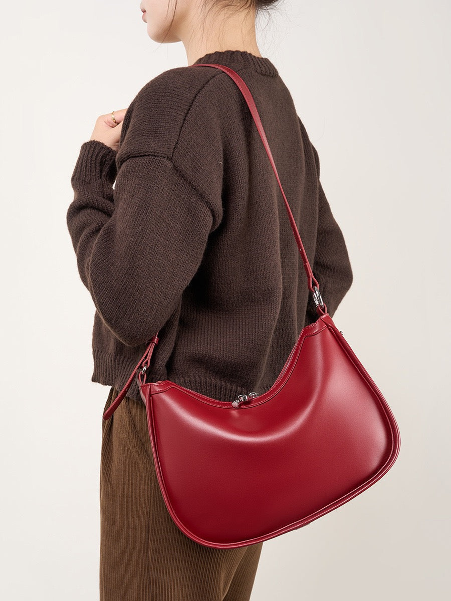 ROSELYN Crescent Leather Shoulder Bag