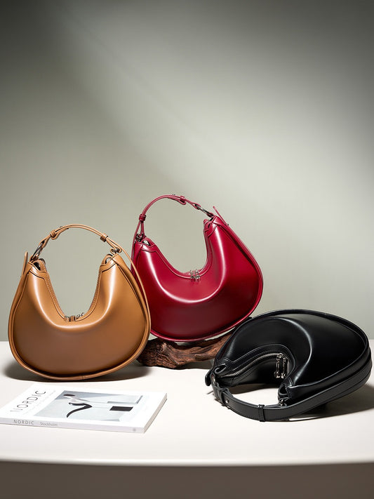 ROSELYN Crescent Leather Shoulder Bag