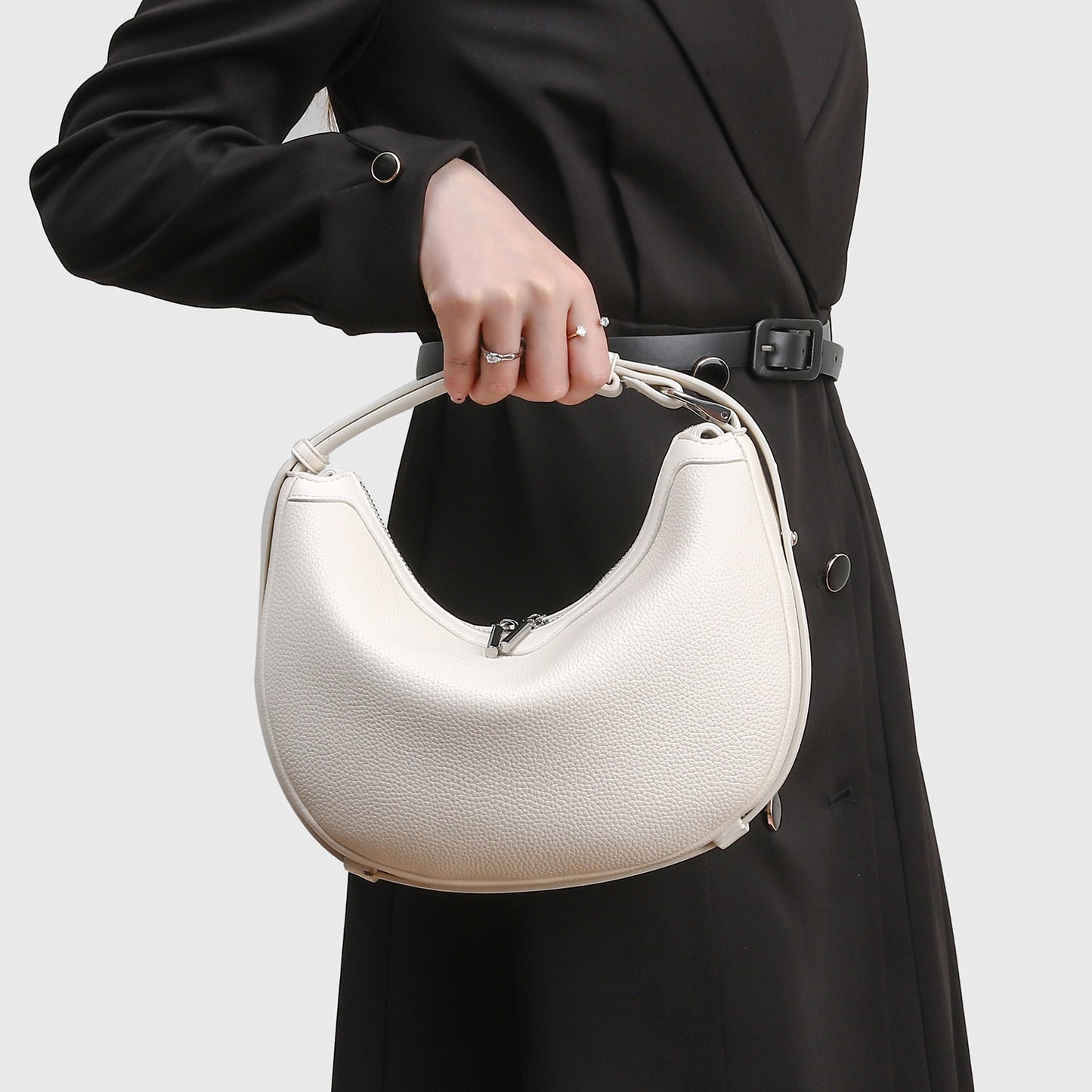 LUNARA Crescent Leather Hobo Bag