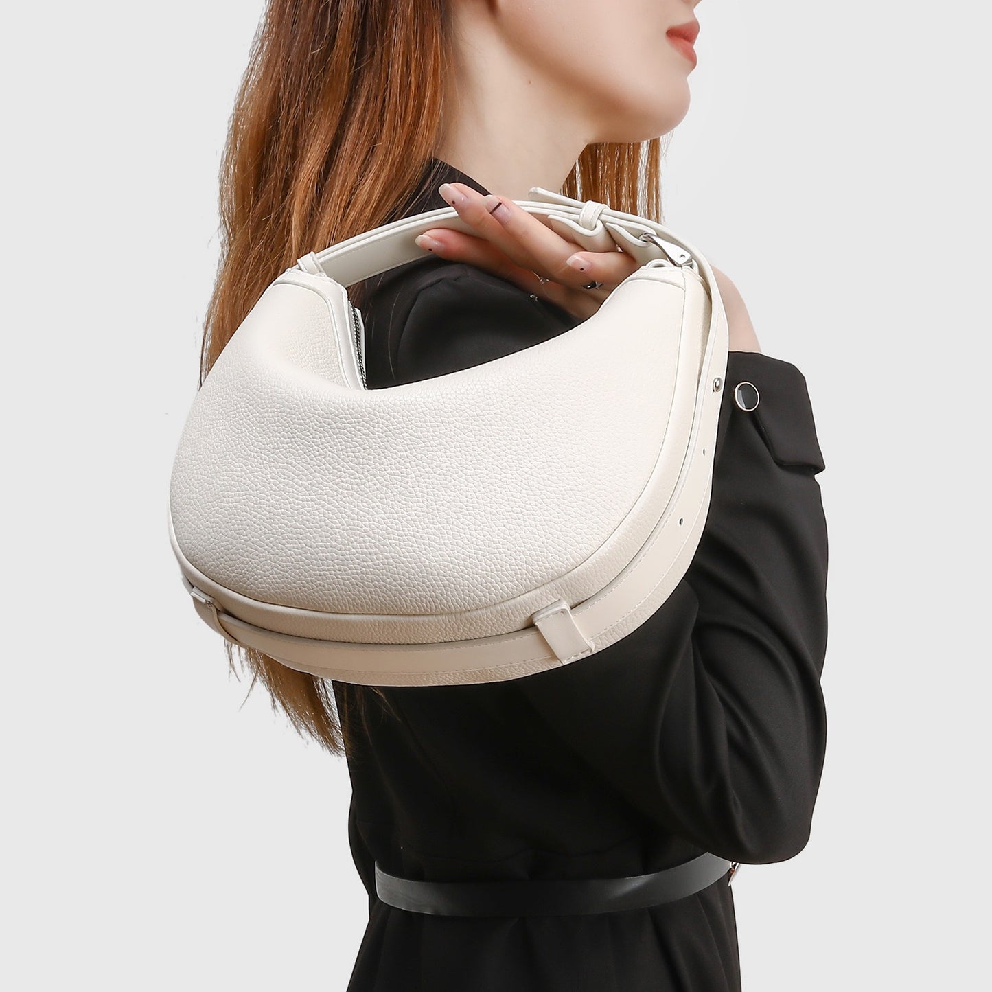 LUNARA Crescent Leather Hobo Bag
