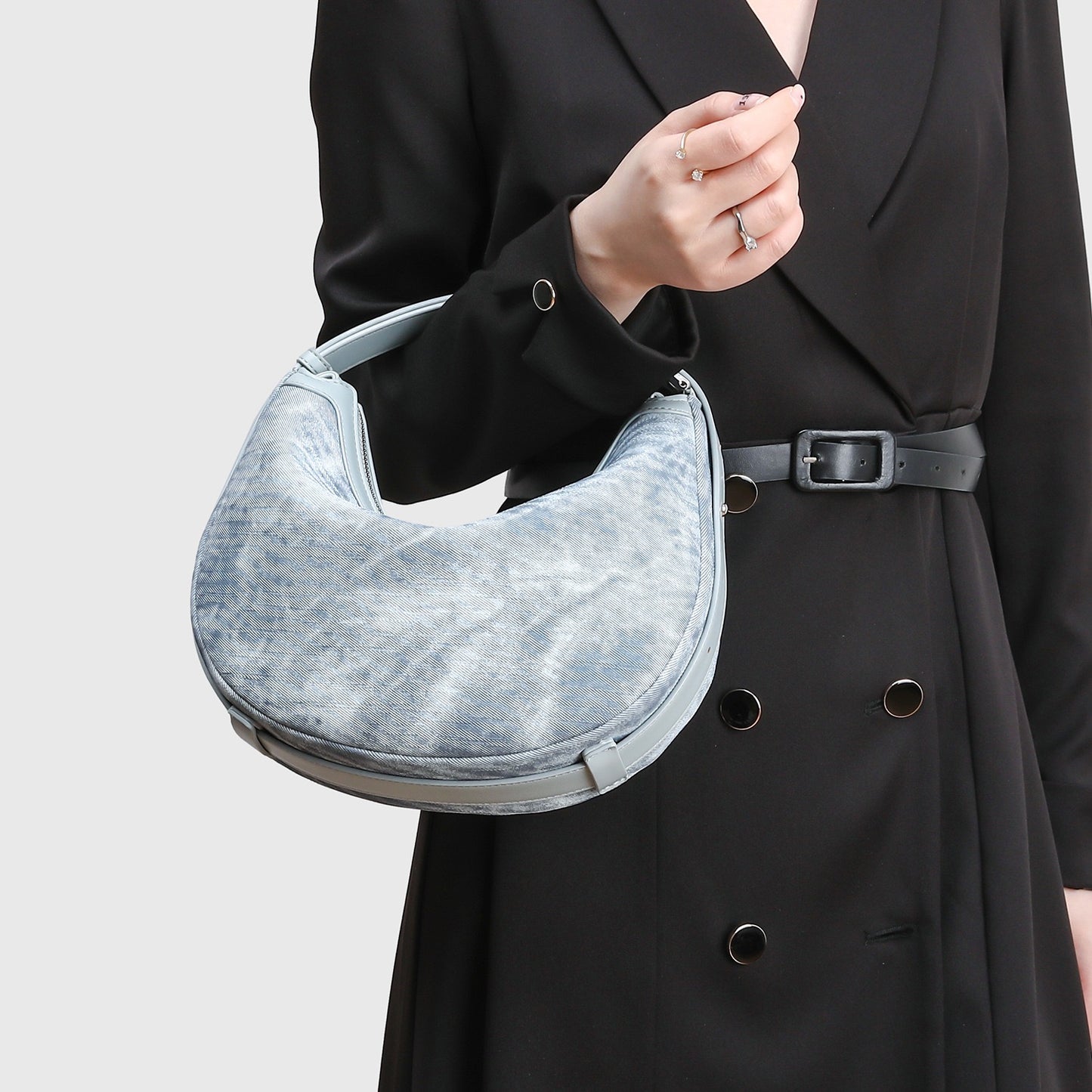 LUNARA Crescent Leather Hobo Bag