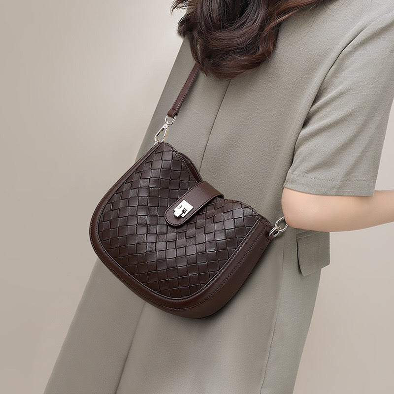 DARIA Woven Leather Crossbody Bag