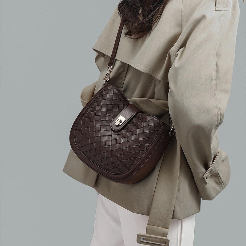 DARIA Woven Leather Crossbody Bag