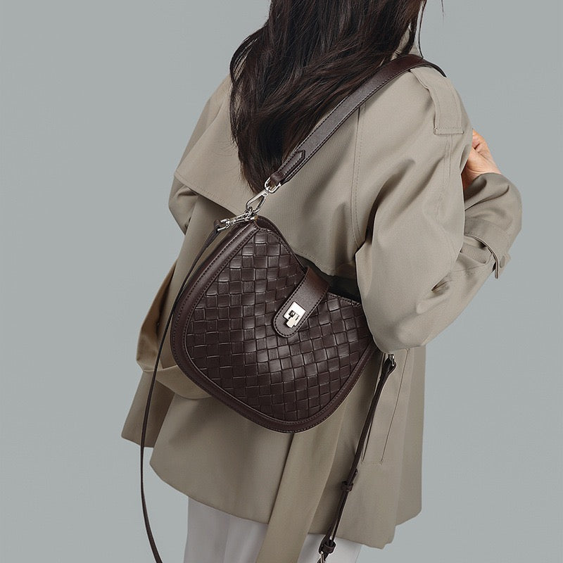 DARIA Woven Leather Crossbody Bag