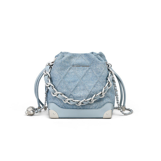 INDIGO Quilted Denim Bucket Bag