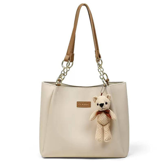 LIVORA Chain Leather Shoulder Tote